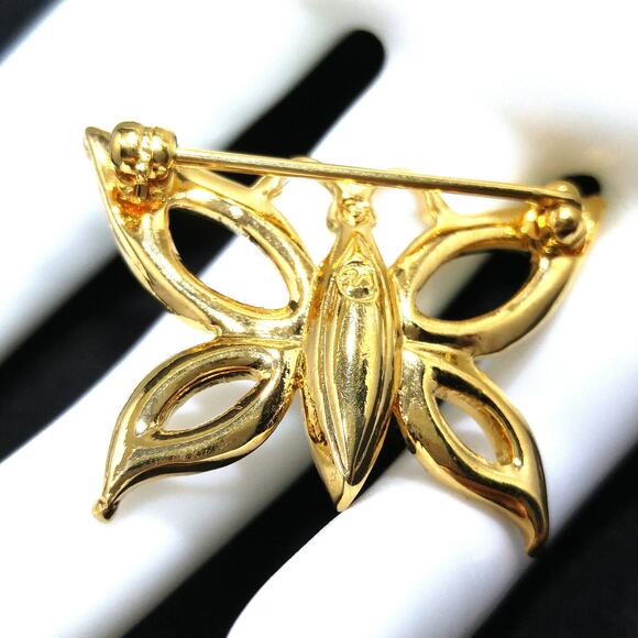 Swarovski Butterfly Swan Logo Small Brooch, Gold Plated, 1990s Vintage Jewelry - Picture 3 of 10